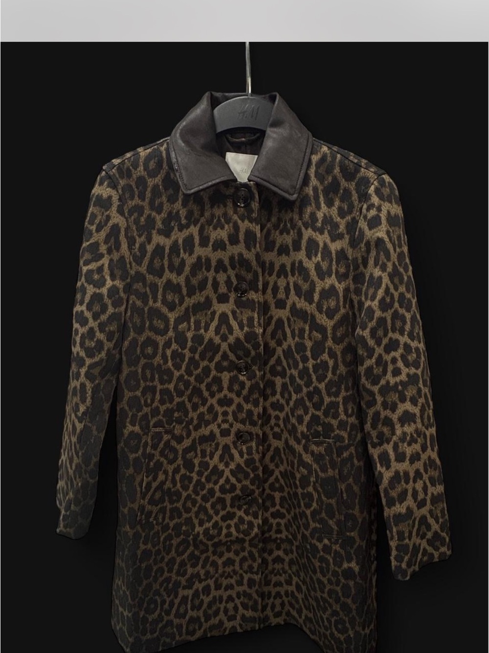 Leopard Print Trench Coat with Dark Collar - Women's